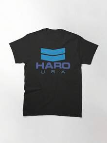 Vintage Haro BMX Logo Classic T-Shirt, Women's T-Shirt, 220g Pure Cotton, Casual Crew Neck, Ideal For Daywear, Travel, Or Casual Outings. - 黑色 - 查看 1