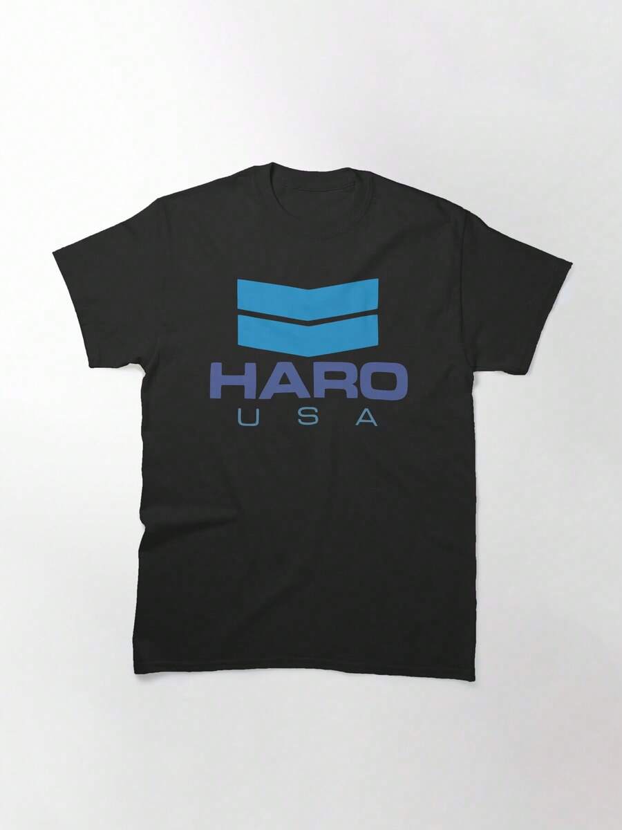 Vintage Haro BMX Logo Classic T-Shirt, Women's T-Shirt, 220g Pure Cotton, Casual Crew Neck, Ideal For Daywear, Travel, Or Casual Outings. - 黑色 - 查看 1