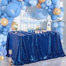1pc 50x80 Inches Rectangular Glitter Sequin Tablecloth For Wedding Birthday Baby Shower Bridal Shower Party Banquet Table Decorations