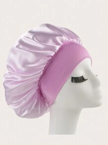 1PC Large Size Solid Hair Bonnet Silk Bonnet Satin Bonnet For Sleeping Satin Hair Bonnets, Soft Elastic Band Silk Sleep Cap, Silk Hair Wrap For Curly Hair - Multicolor - View 20