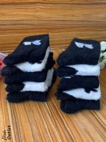 10 Pares de calcetines afelpados para dama, multicolor, con hermosos diseños y estampados, casuales, tela de algodón, poliamida y elastano, aptas para temporadas de otoño e invierno, ajuste de tubo alto con resorte ligero, muy suaves, ligeras, cálidas y cómodas.