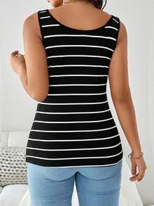 Striped Soft & Comfortable Sexy Fitted Casual Round Neck Tank Top