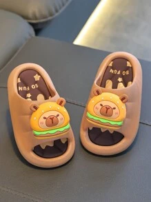 1 Pair Kids Cartoon Cute Slip Resistant Indoor Shower Soft Bottom Slippers, Boys Summer Sandals - Khaki - View 2