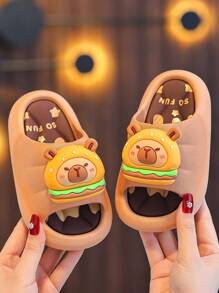 1 Pair Kids Cartoon Cute Slip Resistant Indoor Shower Soft Bottom Slippers, Boys Summer Sandals - Khaki - View 7