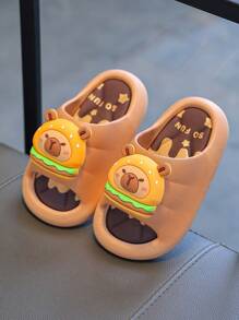 1 Pair Kids Cartoon Cute Slip Resistant Indoor Shower Soft Bottom Slippers, Boys Summer Sandals - Khaki - View 5