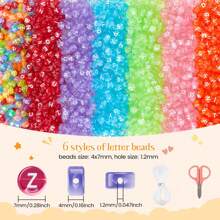 840 件 6 色 4x7 毫米字母珠子用于手链制作套件字母珠子用于珠宝制作带数字心形珠子友谊手链套件