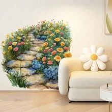 1 件乡村小路花卉墙贴，适用于卧室和客厅，清新装饰房间装饰家居装饰墙壁装饰浴室装饰卧室装饰房间装饰用品客厅装饰房屋装饰家居装饰客厅墙纸贴纸壁纸墙贴