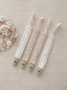 婴儿蕾丝奶嘴夹链，婴儿奶嘴牵引带蕾丝，婴儿牙胶小玩具防掉链，塑料奶嘴挂带