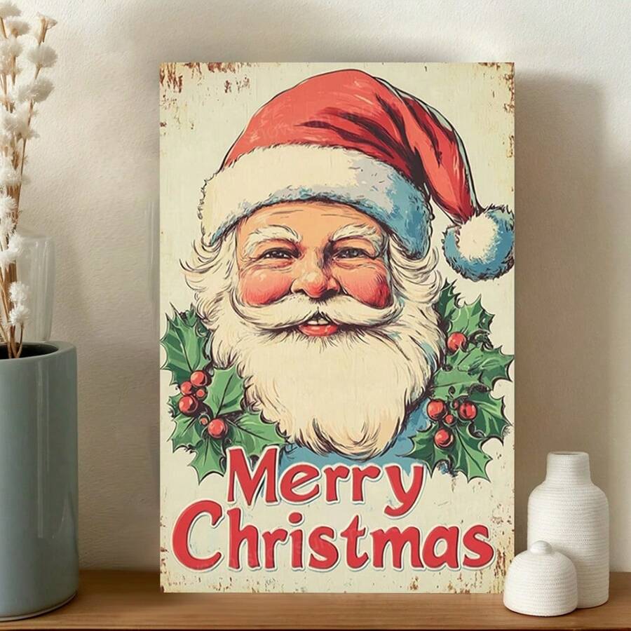 Framed Snowsun   Santa Merry Christmas Vintage  Christmas   For Kitchen Garden Yard Wall Bedroom Club Home Decor
