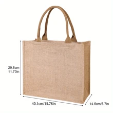 Solid Color Linen Ladies Tote Bag Daily Carry Large Capacity Shopping Party Handbag Burlap Bag, Beach Essentials, Summer Women Bag,Perfect For Travel, Vacation, Holiday & Beach