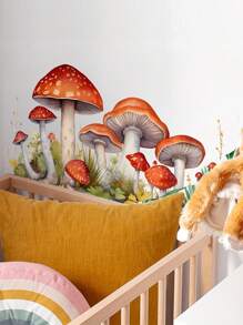 1 件家居装饰现代卡通蘑菇和花卉墙贴，PVC 自粘可拆卸贴花适用于客厅入口儿童卧室家居装饰礼物生日毕业房间装饰墙壁装饰浴室装饰卧室装饰房间装饰用品客厅装饰房屋装饰家居装饰客厅墙纸 - 彩色 - 查看 4