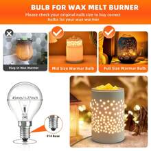 E14 Wax Warmer Bulbs 25W, Scentsy Bulb For Warmers Dimmable Wax Burner Bulb 230V, 2700K Warm White G45 Small Edison Screw Light Bulb For Wax Melt Burner, Oven Lamp, Up To 300°C, 2 Packs