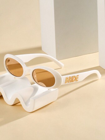 1 pieza Gafas de estilo vintage con marco ovalado pequeño de color blanco marfil, accesorio de moda como regalo para mujeres y hombres, adecuado para boda, fiesta, vacaciones de verano en la playa, al aire libre, viajes