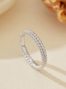 Eleganter, einzigartiger Designer Doppelschicht-Perlenring, minimalistisch, 925er Sterlingsilber-Ring für Frauen, für den täglichen Gebrauch, wasserfest, hochwertig