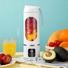 1 Piece, USB Rechargeable Portable Fruit Juicer, For Smoothie And Milkshake Making, Mini Ice Crusher, Three Modes, Digital Display, 10 Blades,15.22oz, Easy To Clean, Great For Traveling, Fresh Juice, Portable Cups,Battery Capacity: 1300mAh. - Multicolor - View 12