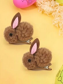 2 Stück braune Haarklammern in Hasenform, süße Plüsch-Hasen-Haarspangen, Geschenk für Mädchen Haarzubehör