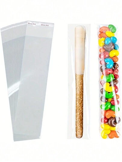 100/200pcs Self-Sealing Transparent Cookie Bags & Resealable Glassine Bags, Ideal For Gift, Cookie, Decoration, Product, Candy Packaging For Party Favor Bags