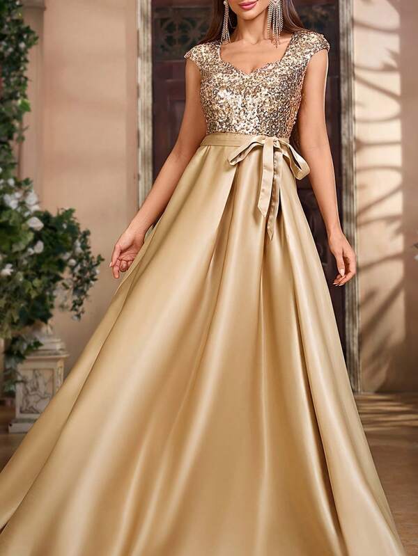 Französisches Abendkleid für Frauen, luxuriöse Moderatorenrobe, ärmelloses langes Kleid mit Pailletten, eleganter Stil, Partykleid, Hochzeitsgastkleid, Abendkleid