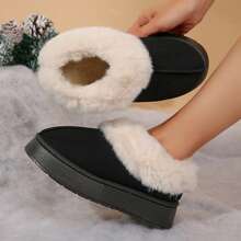 Women's Suede Shearling, Warm Snow Boots, Memory Foam Room Slippers - tất cả đều đen - Xem 8