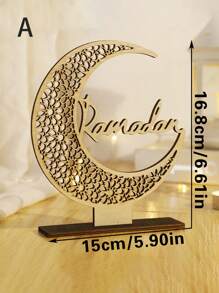1pc Wooden Crescent Moon & Star Decor, Minimalist Home/Farmhouse/Bedroom Tabletop Decoration