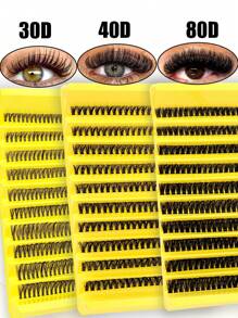 200pcs Individuals Cluster Eyelashes DIY Eyelash Extension, 8-16mm Mixed Natural & Thick, Reusable, Suitable For Beginners Lash Clusters,Eye Lash Clusters,Individual Eyelashes,Lashes,Fake Lashes - D - View 2