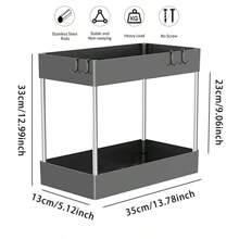 Tủ lưu trữ dưới bồn rửa 2 ngăn kéo đa năng Tủ lưu trữ dưới bồn rửa Tủ lưu trữ phòng tắm nhà bếp - màu đen - Xem 4