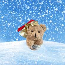 Cute Cuddle Bear Mirror Ornaments, Christmas Bear Ornaments, Reflective Glass Handicrafts - Red - View 3