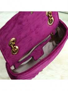 M. Amont Designs The Same Classic Fashion Shoulder Bag With Velvet Surface Material Everyday Casual Cross Bag - Purple - View 3