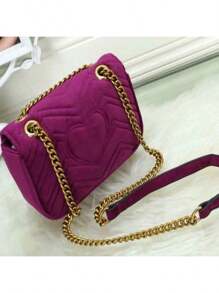 M. Amont Designs The Same Classic Fashion Shoulder Bag With Velvet Surface Material Everyday Casual Cross Bag - Purple - View 2
