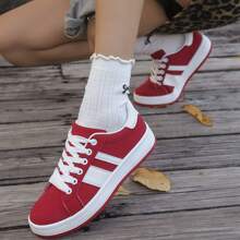 Women Casual Slip-On Sneakers, Fashionable, Comfortable, Lightweight - Red - View 3