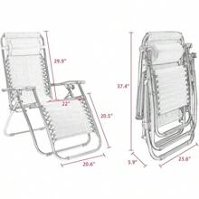 Silla de Gravedad Cero Homall, Silla Plegable de Patio, Silla de Jardín al Aire Libre, Silla Reclinable de Campamento con Portavasos y Almohadas para Piscina, Patio y Playa, Juego de 2 (Azul) - Gris - Ver 3