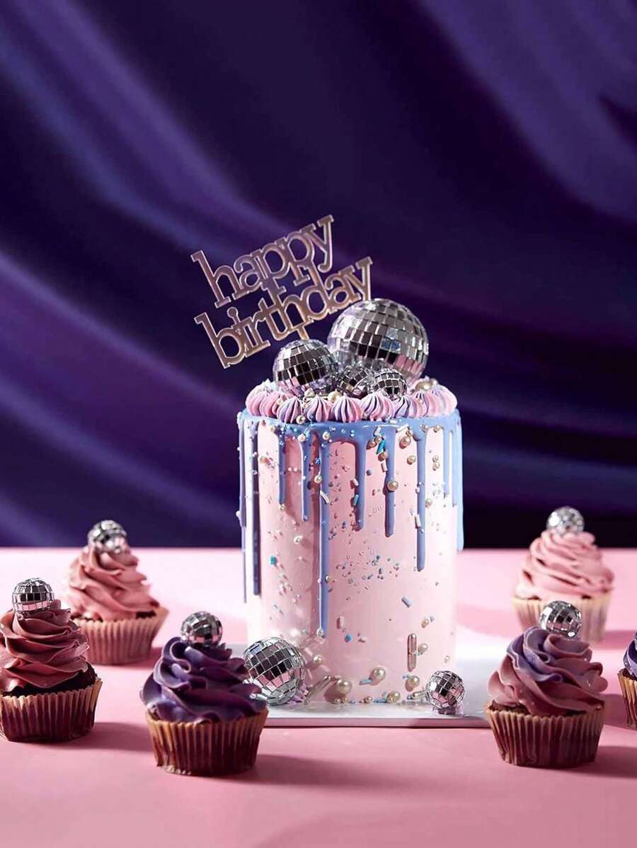 10pcs Disco Ball Cake Topper With Wooden Sticks, Glittering Disco Mirror Ball Decorations For DIY Birthday Cakes, Anniversary, Bar And Adult Party Celebrations