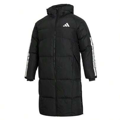 Adidas Men's Long Down Jacket, Outdoor Wind Resistant, Comfortable & Warm Padded Coat JG3840