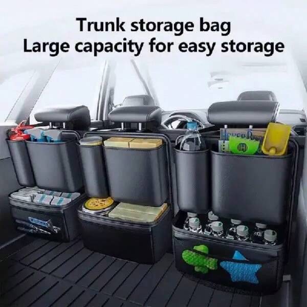 1 pièce Organisateur de coffre de voiture , sac de rangement. Porte-tout suspendu haute capacité pour la banquette arrière. Universel toutes saisons