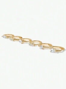 Shescity 1 set van 6 modieuze zirkonia oorbellen nis asymmetrische enkele oorsteker set geschikt voor dagelijkse banketkleding voor vrouwen