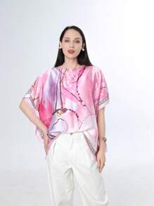 1 pieza Chal para mujer de longitud media con estampado floral
