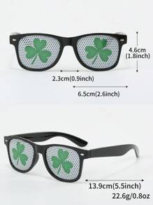 圣帕特里克节幸运四叶草形状眼镜、绿色三叶草眼镜 - 彩色 - 查看 2