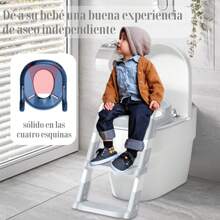 Asiento de Entrenamiento para Baño para Niños, Adaptador para Baño Infantil con Escalera Antideslizante y Plegable, Asiento Ergonómico y Acolchonado, Edad de 2 a 7 Años - Gris - Ver 7
