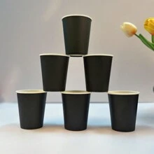 10 件/20 件/50 件黑色纸杯、纸咖啡杯、一次性饮水杯、热/冷饮纸杯、纸质派对杯，适合热水、果汁、派对、野餐 - 黑色 - 查看 6