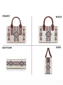 Damska torebka w stylu boho, torba na ramię, swobodna, drukowana, płócienna torba o dużej pojemności, lekka torba typu crossbody, torba dla teściowej, torba na zakupy do pracy, idealna na codzienne dojazdy, zakupy, do szkoły, na wypoczynek, na imprezę