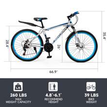 Areyourshop 26" Mountain Bike For Men/Women, 24 Speed Twist Shifting, Front Or Dual Suspension, Comfort Saddle Red/White/Blue/Green - Blue - View 8