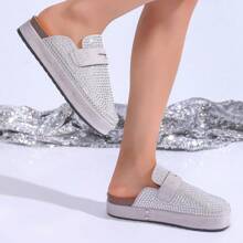 Dames instapsandalen met strass-versiering, casual mode, outdoor slides, stijlvolle sandalen