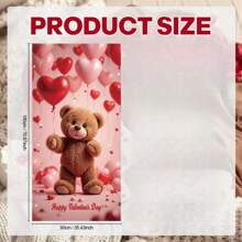 2D Door Banner, 1 Piece Valentine's Day Heart-Shaped Wreath Door Decoration - 35.4x70.8 Inches, With Red Hat, Bow, And Heart Accents, Polyester, No Power Required - Ideal For Entrance And Room Decor