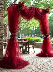 26.2ft Long Tulle Overhang Fabric - Polyester Wedding Arch Curtain For Ceremonial Reception Decorations, Versatile Tulle Background For Bridal Showers, Anniversaries, Universal Holiday Use - For Wedding Planners And Event Decorators - The Perfect Gift For Home Decor