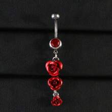 14G Belly Button Rings Dangle Stainless Steel Navel Rings Red CZ Heart Butterfly Belly Rings Dangling Belly Piercing Jewelry For Valentine,Mom,Mother,Mother's Day,Gift - Red+Black - View 10