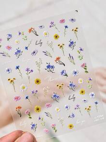 简约春季野花浮雕贝壳美甲贴纸，油画风格极简野花美甲贴纸，美甲用品 - 綠色 - 查看 6