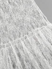 女士宽松蕾丝提花高腰半身裙，办公室/休闲，春/夏 - 白色 - 查看 8