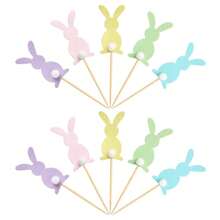 15pcs/10pcs/5pcs Cute Cartoon Easter Rabbit Cupcake Topper For Easter Birthday Party DIY Cupcake Dessert Baking Decoration - Multicolor - View 6