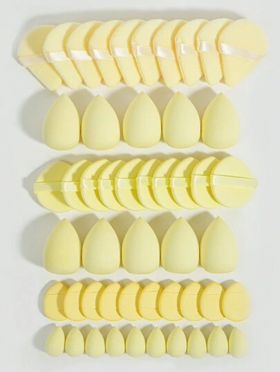 5/10/20/30/40/50/60/80/100件套化妆工具套装，包含：10个液体彩妆海绵+10个迷你液体彩妆海绵+10个三角形散粉扑（用于散粉和定妆）+10个气垫粉扑（用于面部彩妆）+10个迷你气垫粉扑（用于面部遮瑕）。 适用于化妆、家居装饰、梳妆台、旅行、卧室、化妆配件、粉扑、美妆蛋、粉扑、化妆海绵、价格实惠、圣诞礼物、化妆品、化妆工具、便宜好物、礼物、女士礼物、圣诞礼物