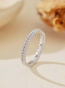 Eleganter, einzigartiger Designer Doppelschicht-Perlenring, minimalistisch, 925er Sterlingsilber-Ring für Frauen, für den täglichen Gebrauch, wasserfest, hochwertig